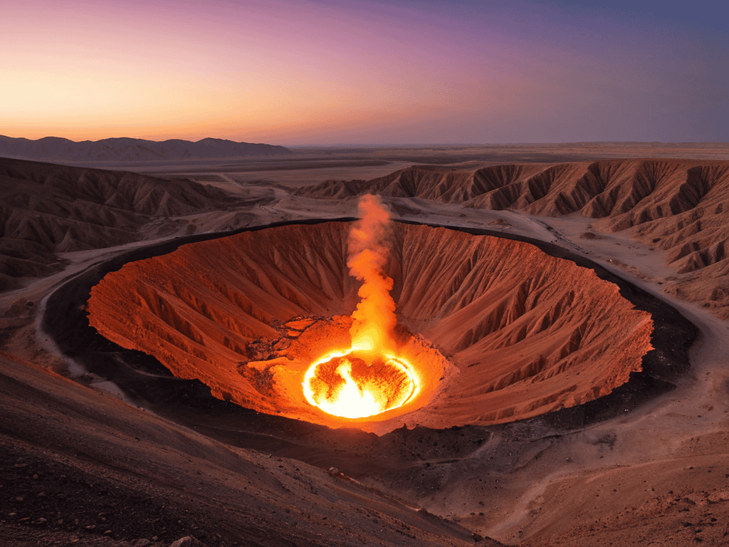 Whispers of Darvaza Gas Crater flames