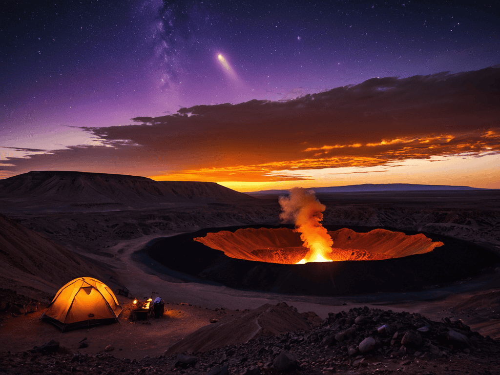 Darvaza Gas Crater at sunset