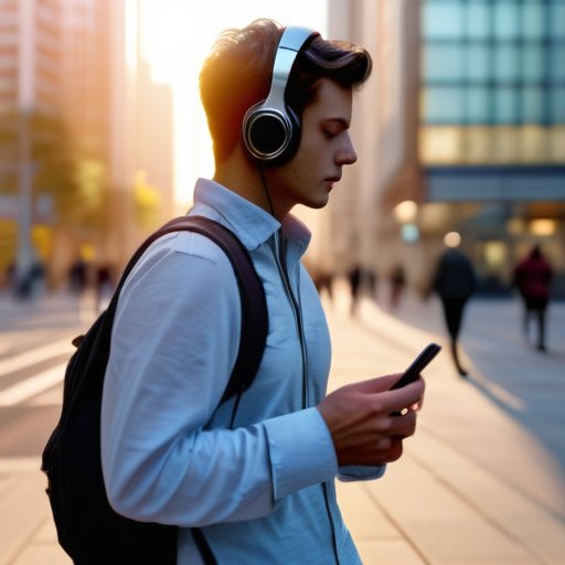 Urban solitude navigation: lone figure in city